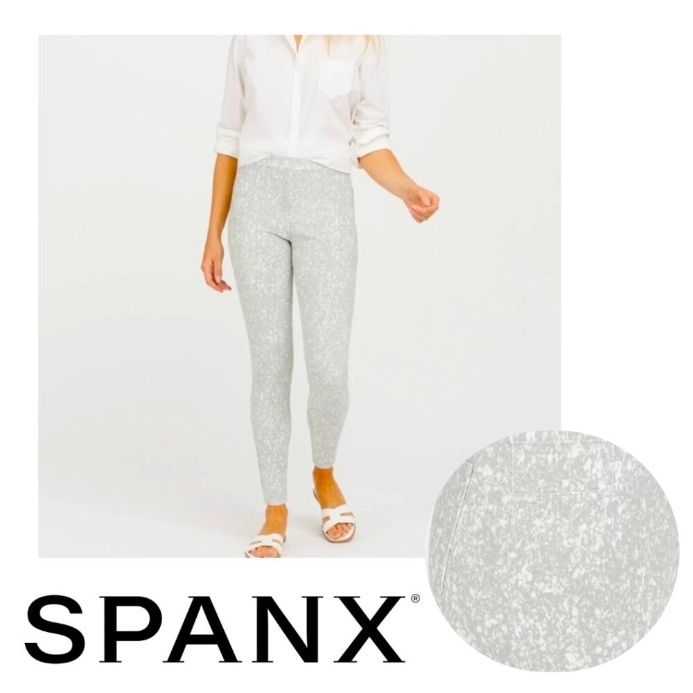 Spanx Jean-ish Shaping Ankle Leggings in Speckled Gray Minimalist Comfort